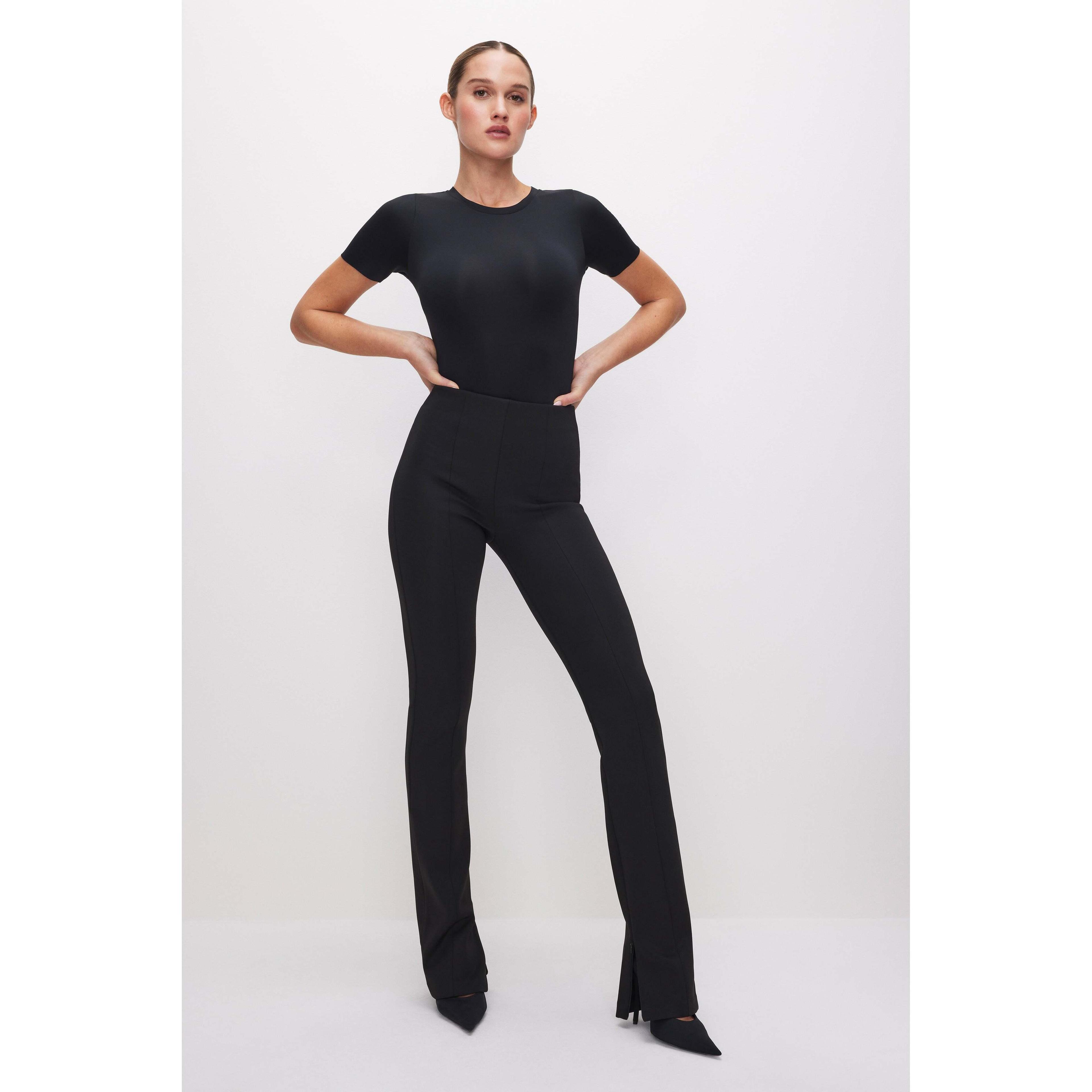 Womens Scuba Pull-On Straight Trousers | Black, Size 2XL | Good American by Khlo Kardashian Product Image