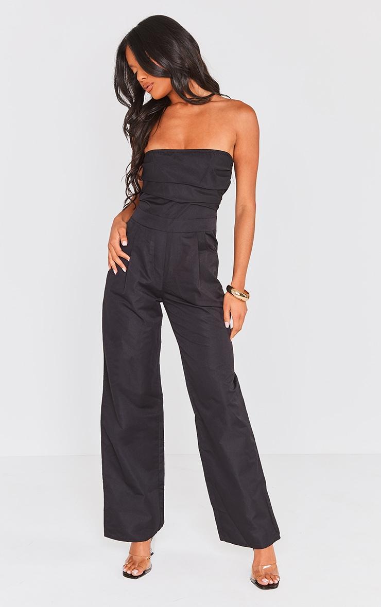 Black Bandeau Corset Wide Leg Jumpsuit Product Image