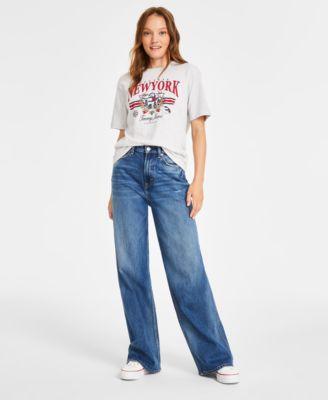 Tommy Jeans Womens New York Graphic T Shirt Claire Wide Leg Jeans Product Image