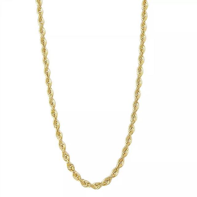 Jordan Blue 10k Gold 4.4 mm Rope Chain Necklace, Womens Yellow Product Image