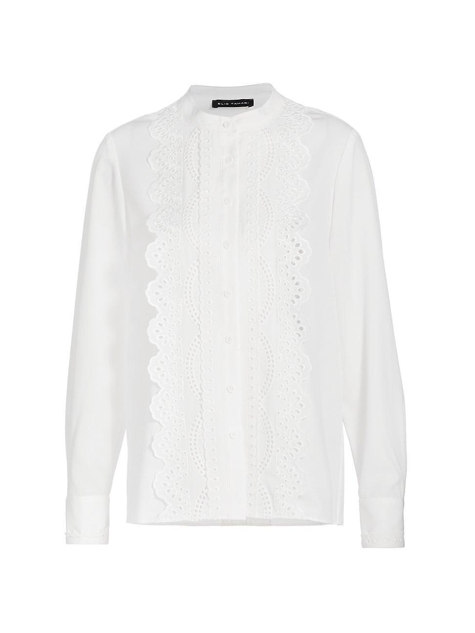 Womens The Alessi Lace-Trim Silk Blouse Product Image