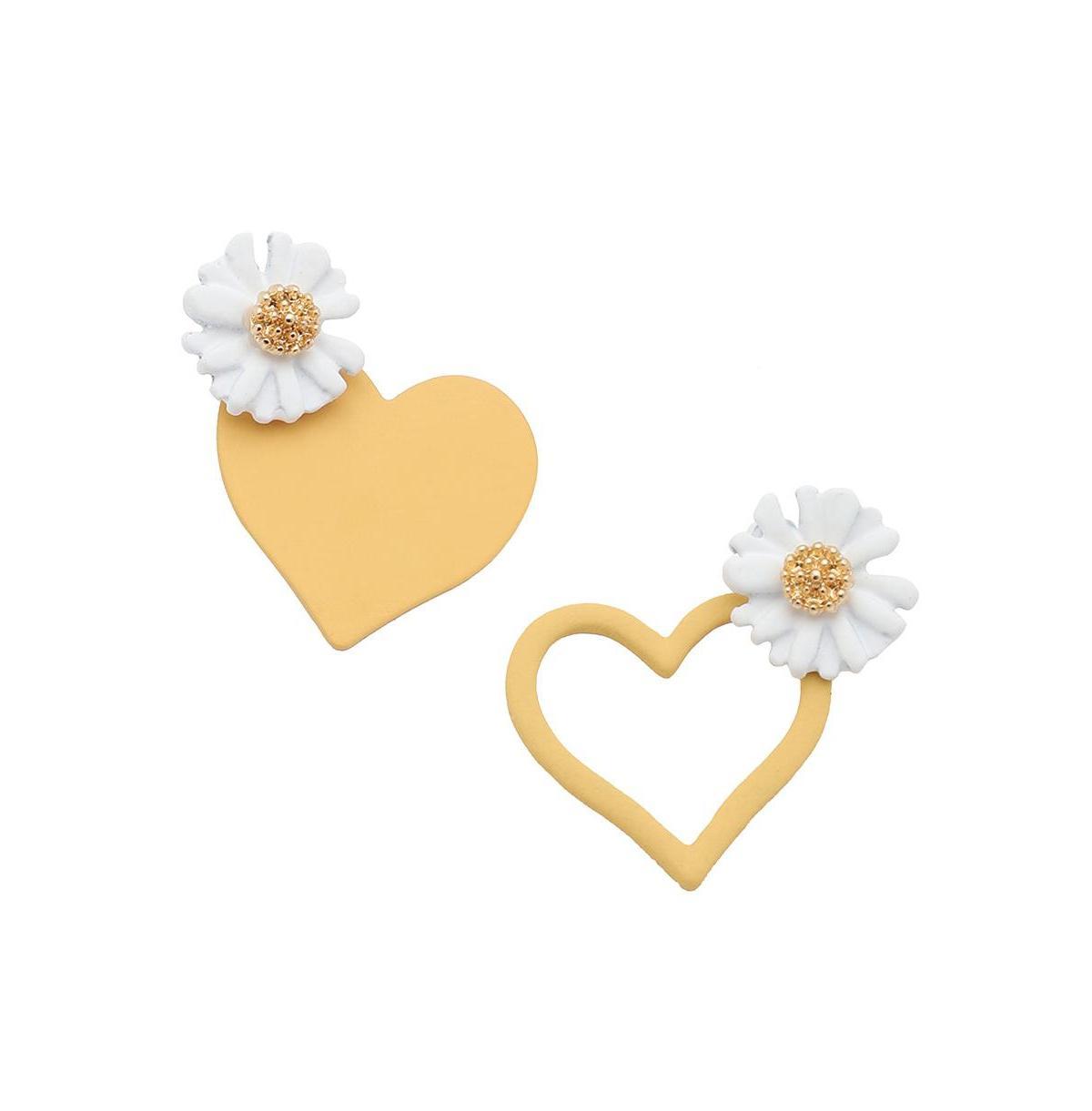 Sohi Womens Green Flora Heart Drop Earrings Product Image