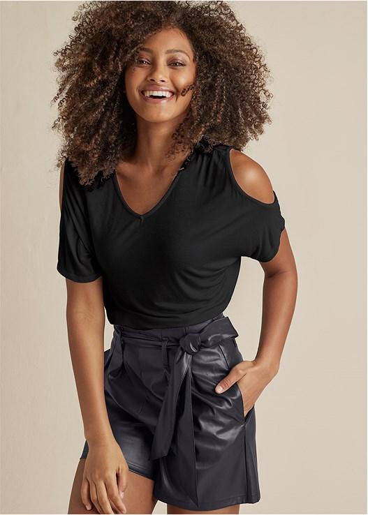 Cold-Shoulder V-Neck Top Product Image