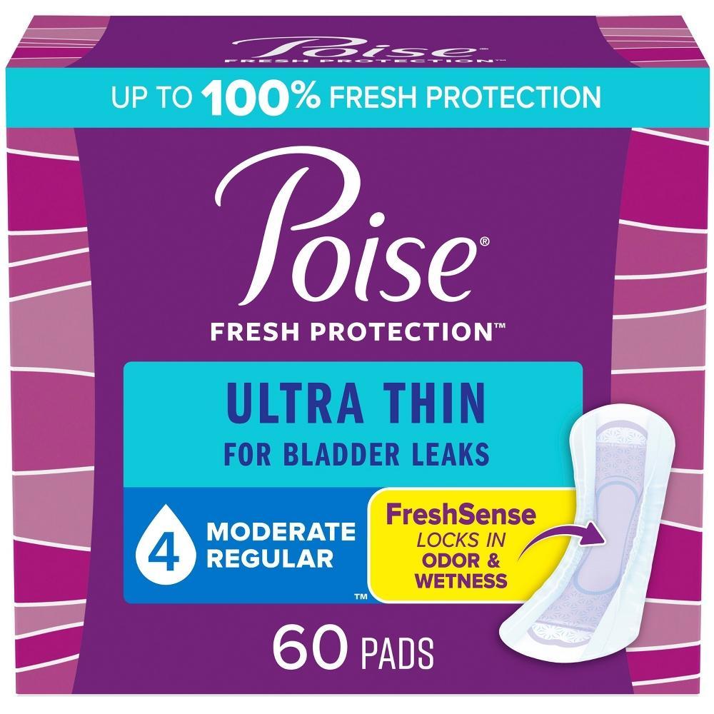 Poise Ultra Thin Postpartum Incontinence Pads for Women - Moderate Absorbency - Regular - 60ct Product Image