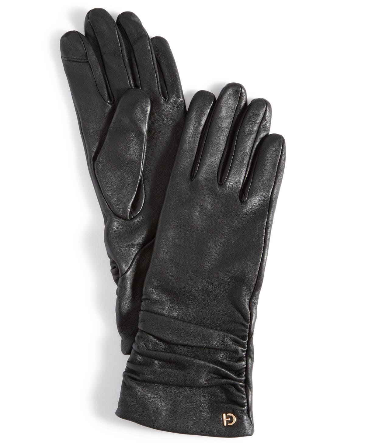 Cole Haan Womens Ruched Leather Gloves Product Image