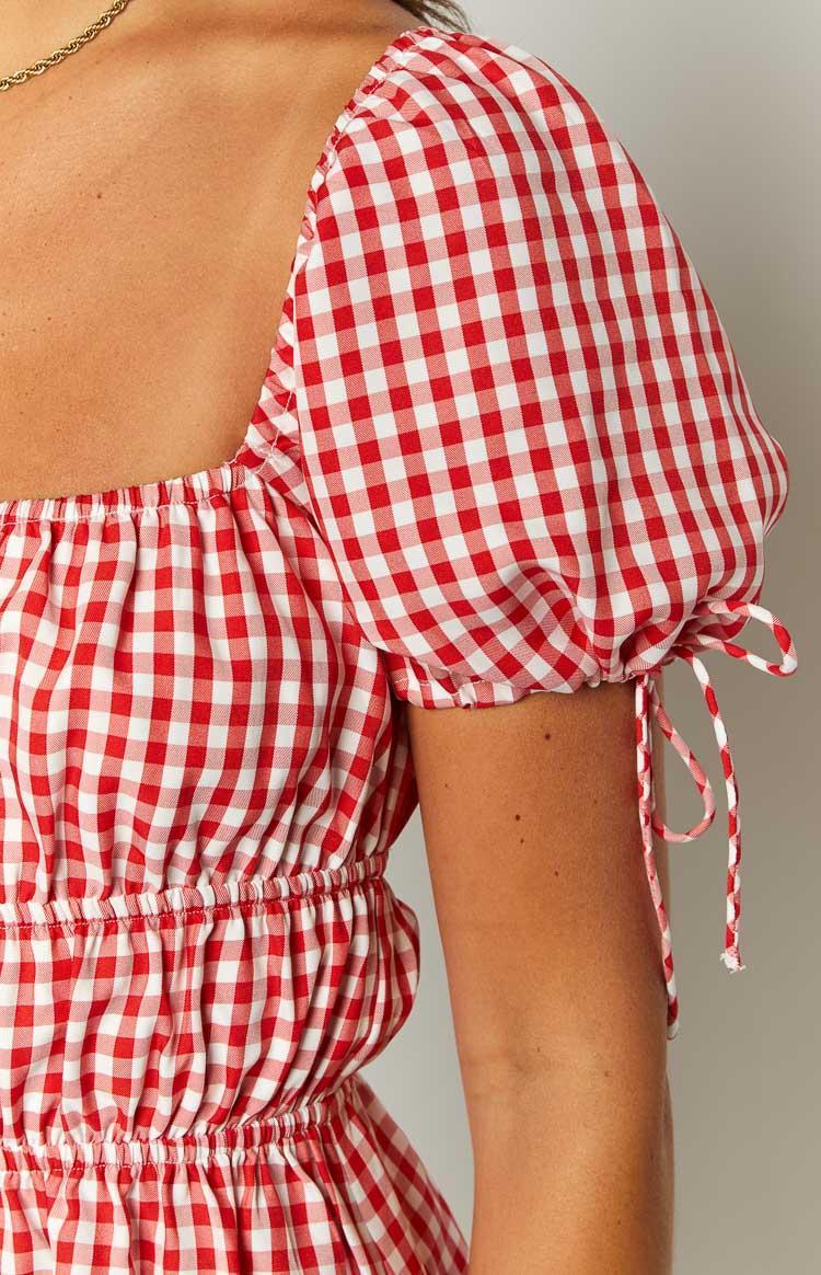 I'm Yours Red Gingham Mini Dress Product Image