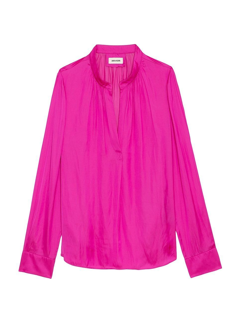 Womens Tink Relaxed-Fit Satin Shirt Product Image