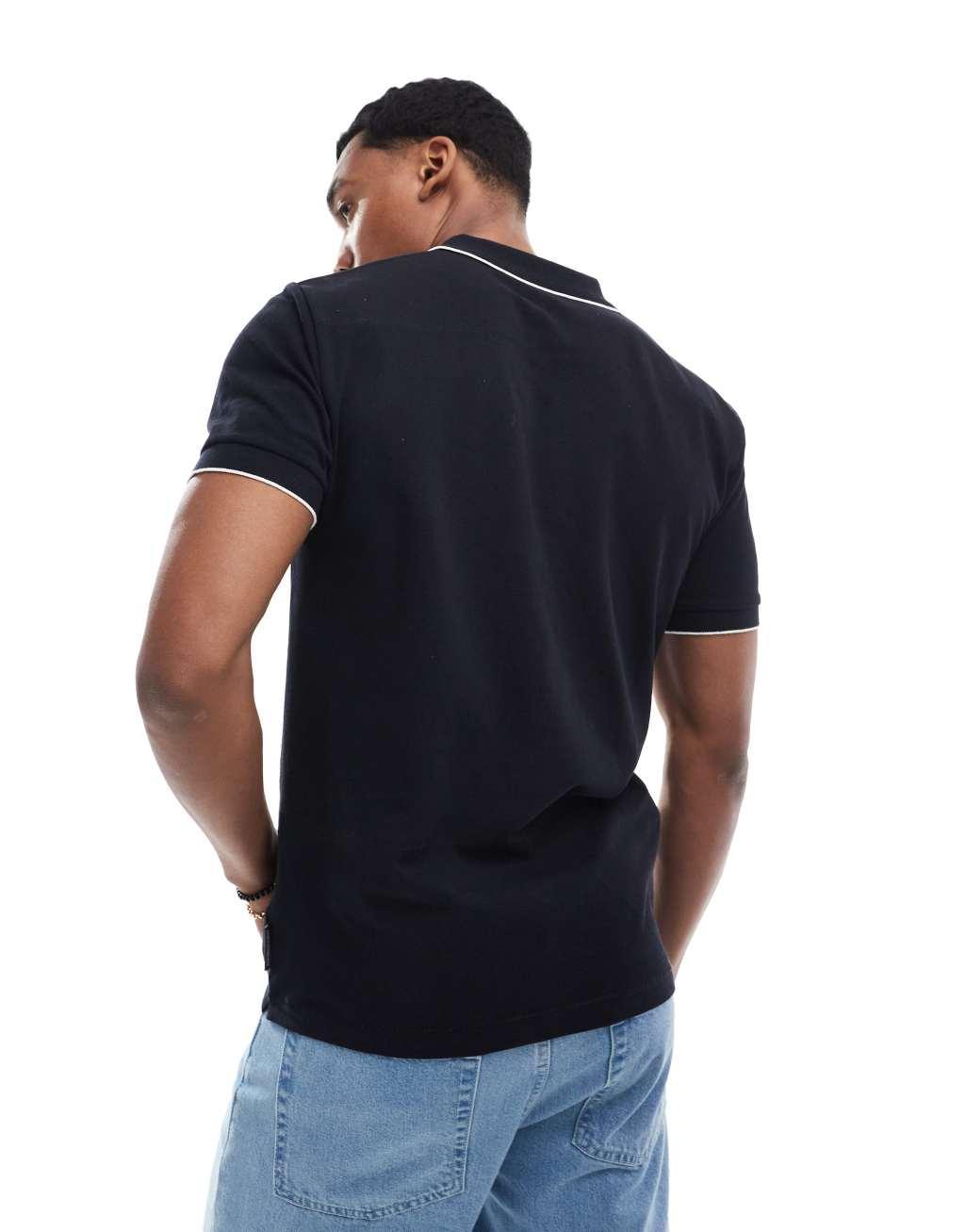 French Connection single tipped polo in navy Product Image