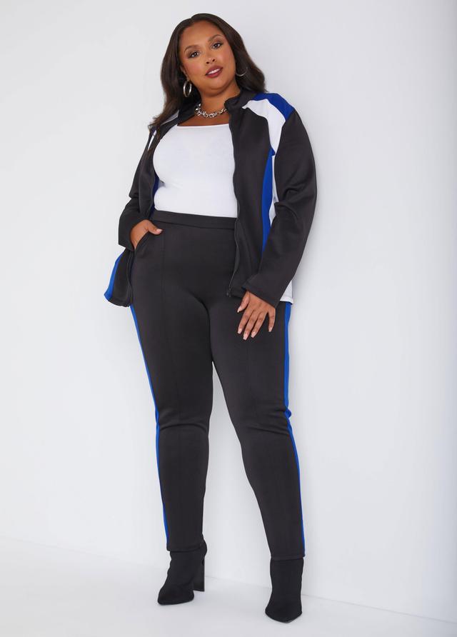 Plus Size Colorblock Zip Front Track Jacket Ashley Stewart Product Image