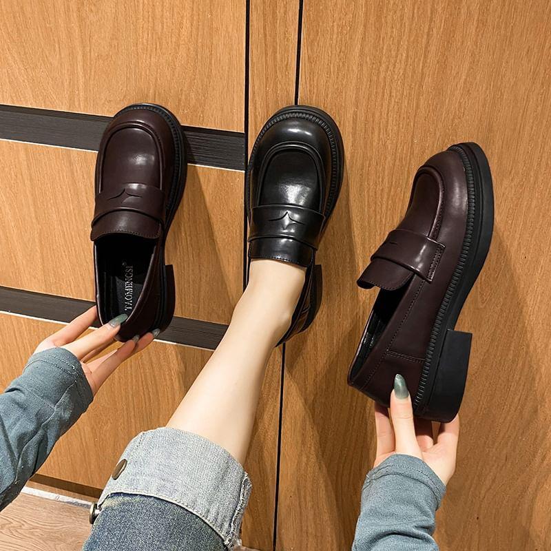 Platform Chunky Heel Loafers Product Image