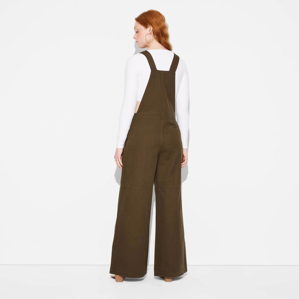 Women's Twill Baggy Zip-Front Overalls - Wild Fable™ Olive Green XXS Product Image