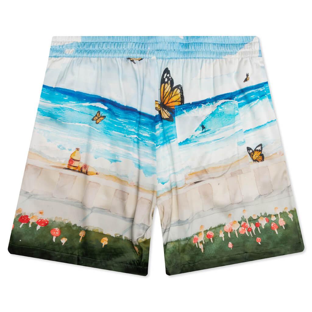 Butterfly Beach Silk Shorts - Blue Multi Male Product Image