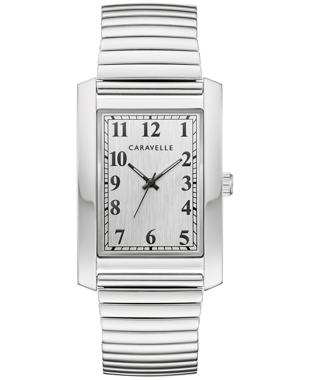 Men's Caravelle by Bulova Silver-Tone Expansion Watch with Rectangular Dial (Model: 43A157) Product Image