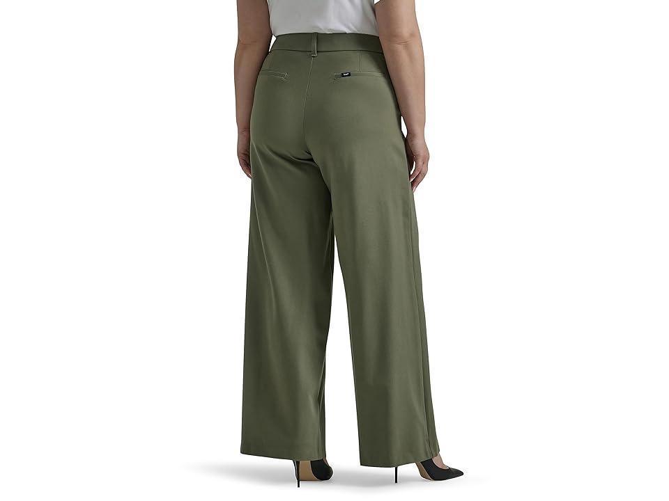 Plus Size Lee Ultra Lux Comfort Any Wear Wide Leg Pull-On Pants, Womens Green Grove Product Image