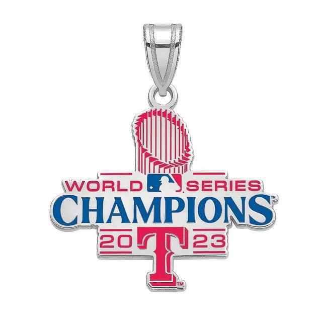 LogoArt Sterling Silver 2023 World Series Champs Texas Rangers Large Enamel Pendant, Womens Product Image