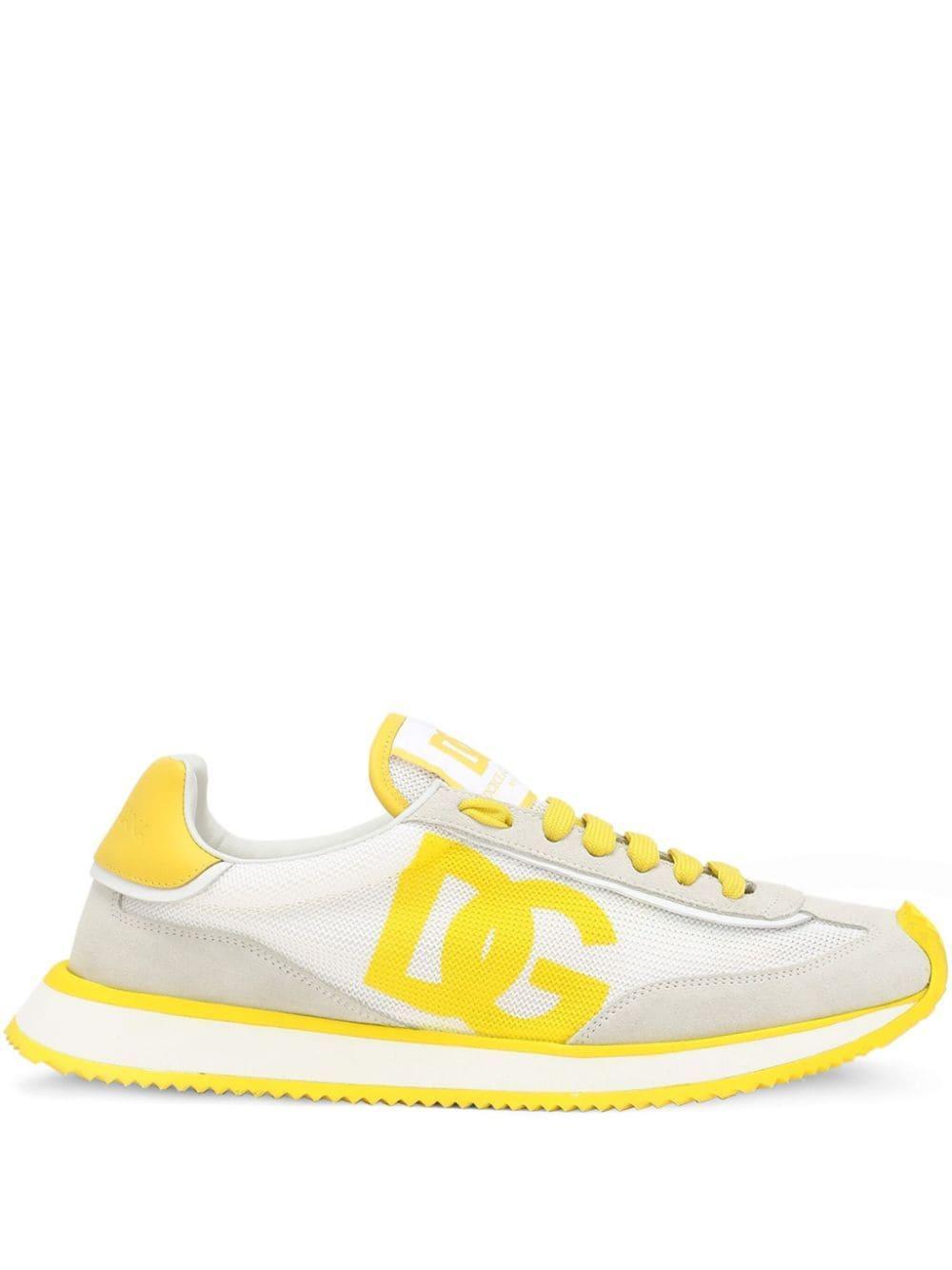 Mixed Leather Dg Runner Sneakers In White Product Image