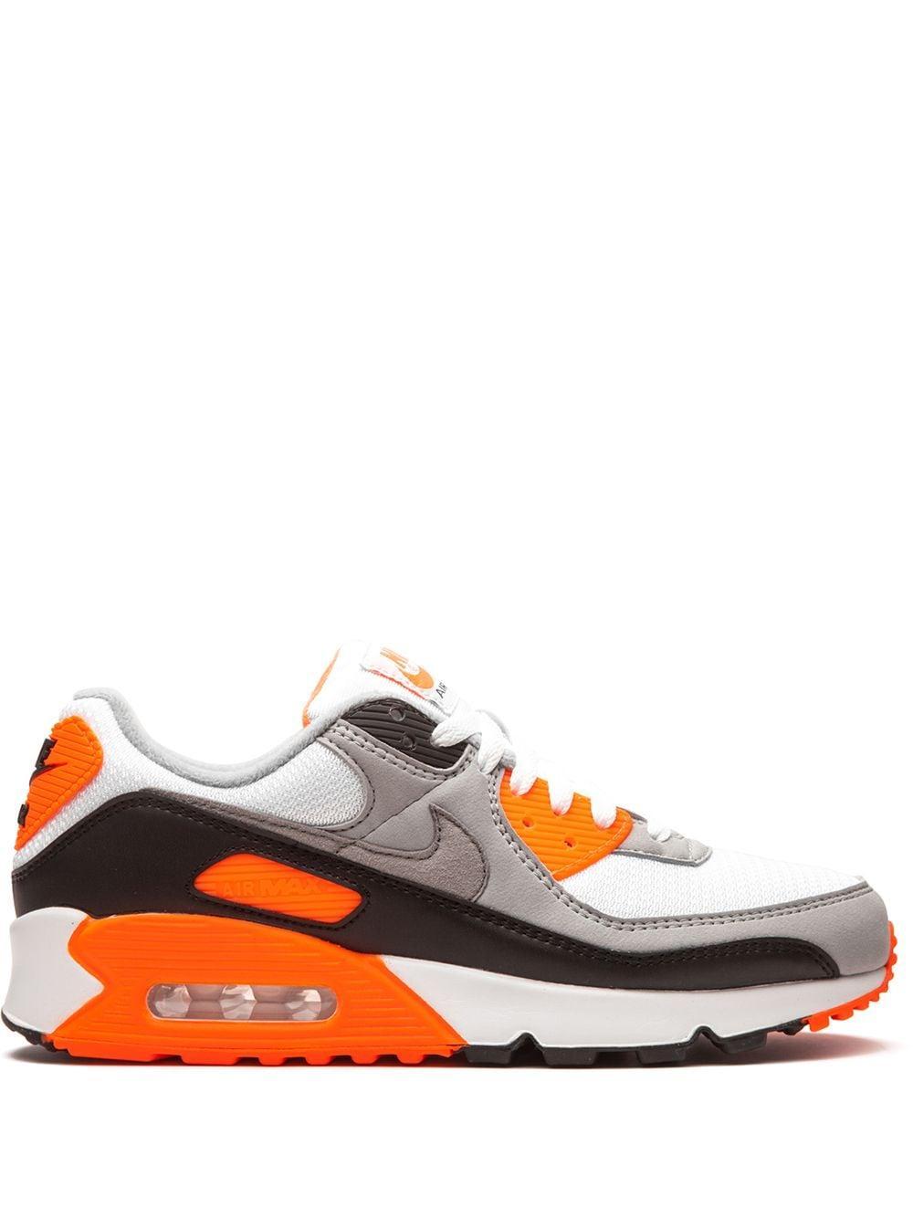 NIKE Air Max 90 "total Orange" Sneakers In White,light Smoke Grey,black,particle Grey Product Image