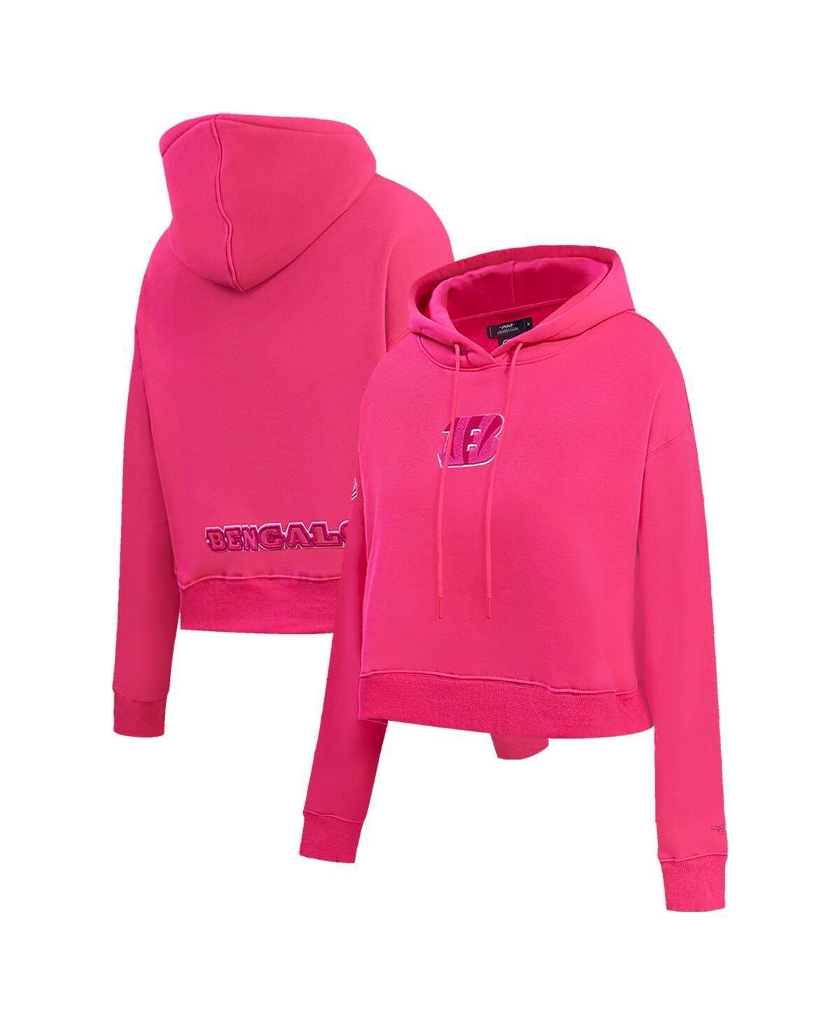 Womens Pro Standard Cincinnati Bengals Triple Pink Cropped Pullover Hoodie Product Image