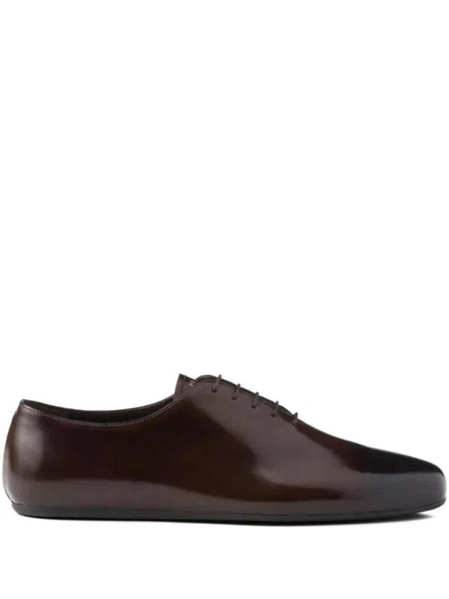 PRADA Brushed Leather Lace-ups In Brown Product Image