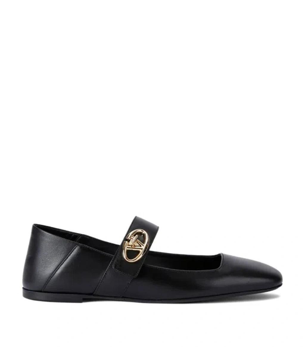 Leather Vlogo Locker Ballet Flats In Black product image