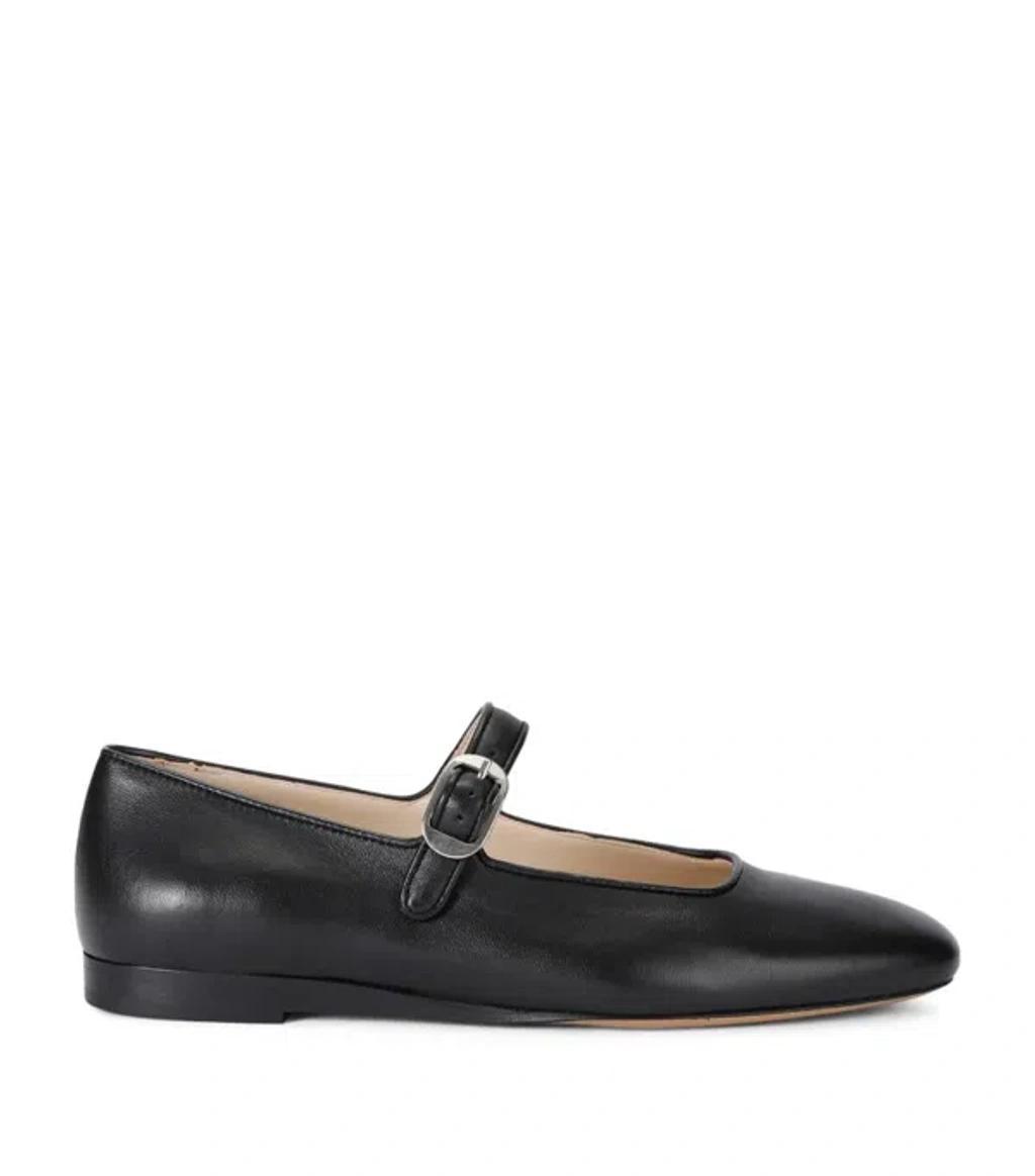 Leather Mary Jane Ballerina Flats In Black product image