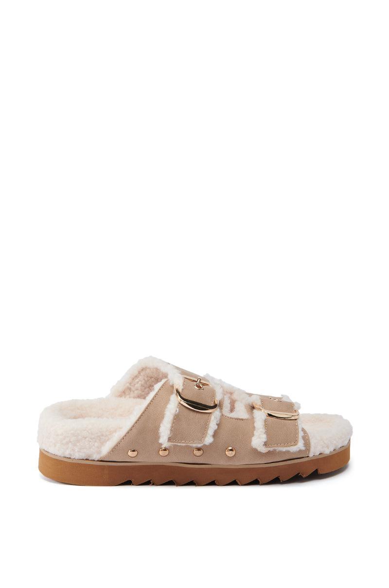 AZALEA WANG TRESOR TAN FUZZY SANDAL Product Image