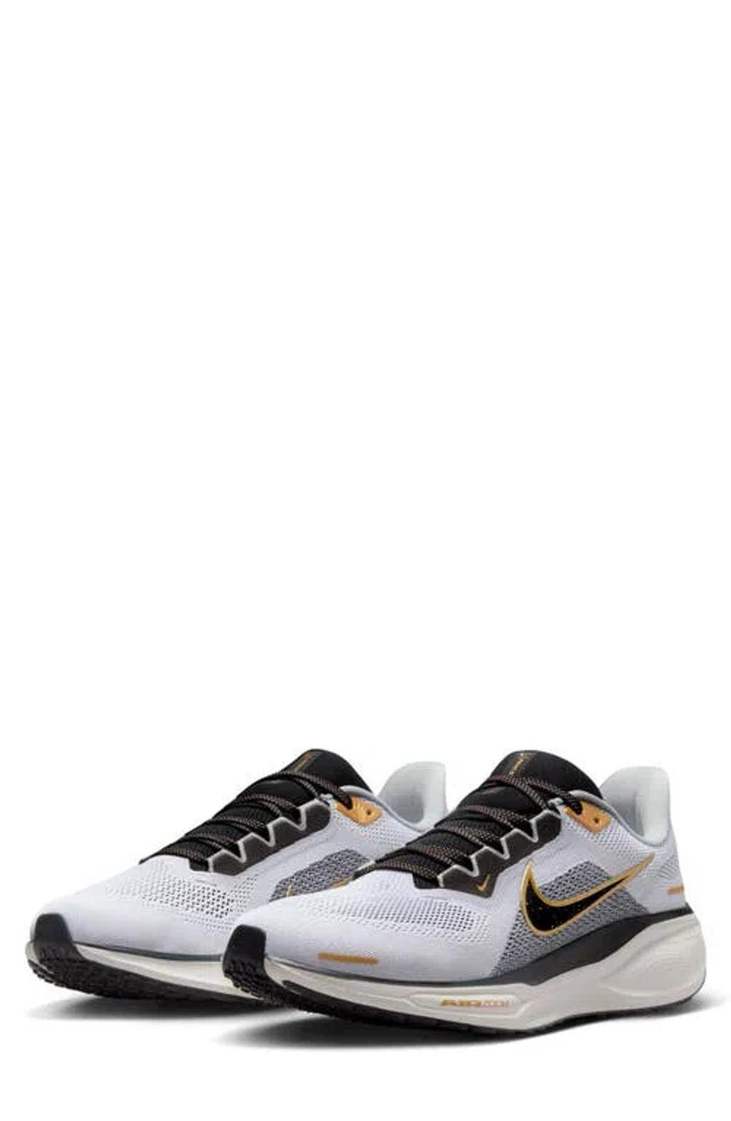 NIKE Air Zoom Pegasus 41 Running Shoe In Gold/white/black Product Image