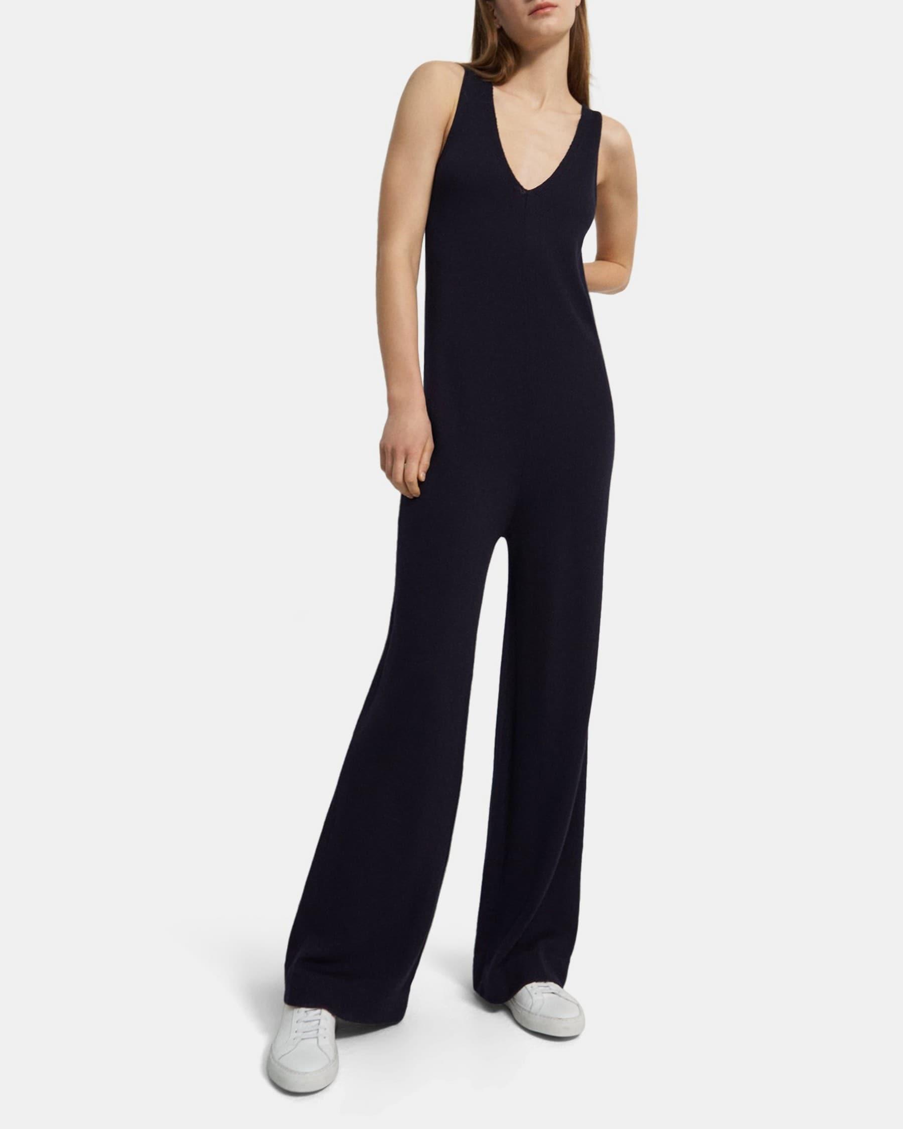 V-Neck Jumpsuit in Fine Merino Wool Product Image