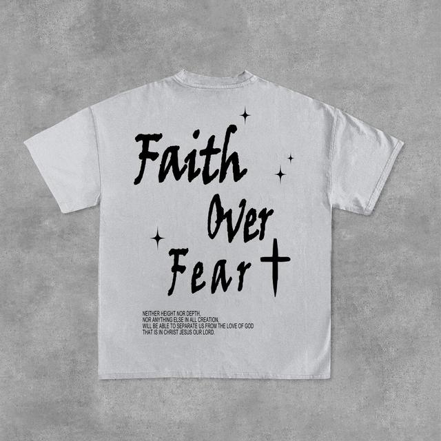 Faith Over Fear Bible Graphic Print Cotton T-Shirt Product Image