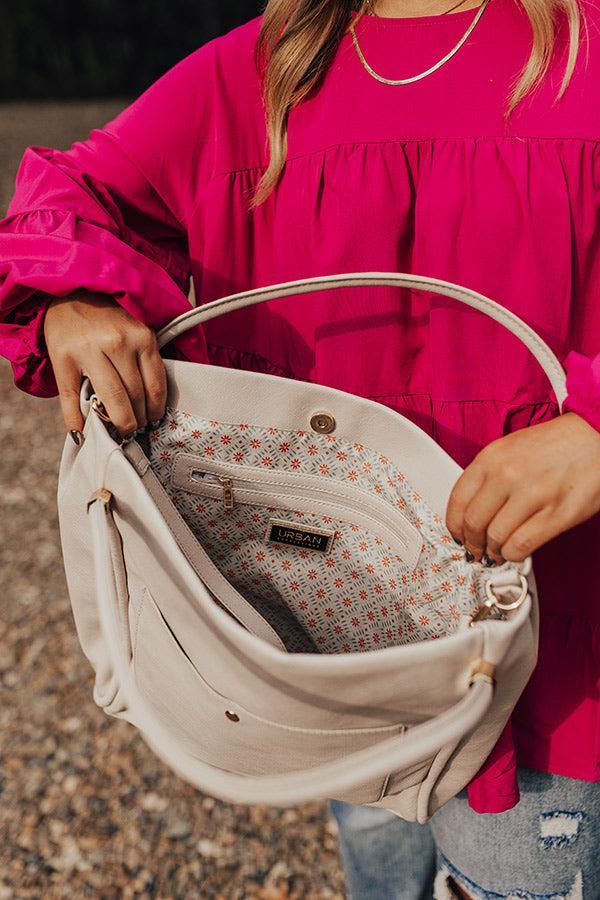 Never Pretend Faux Leather Tote In Stone Product Image