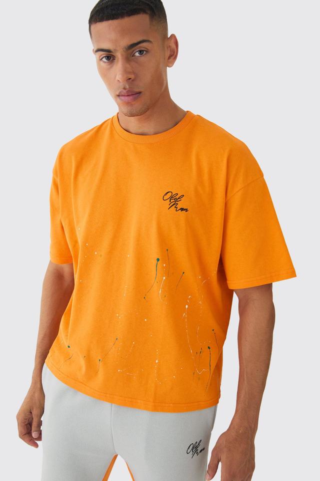 Oversized Boxy Paint Splatter T-shirt | boohooMAN USA Product Image