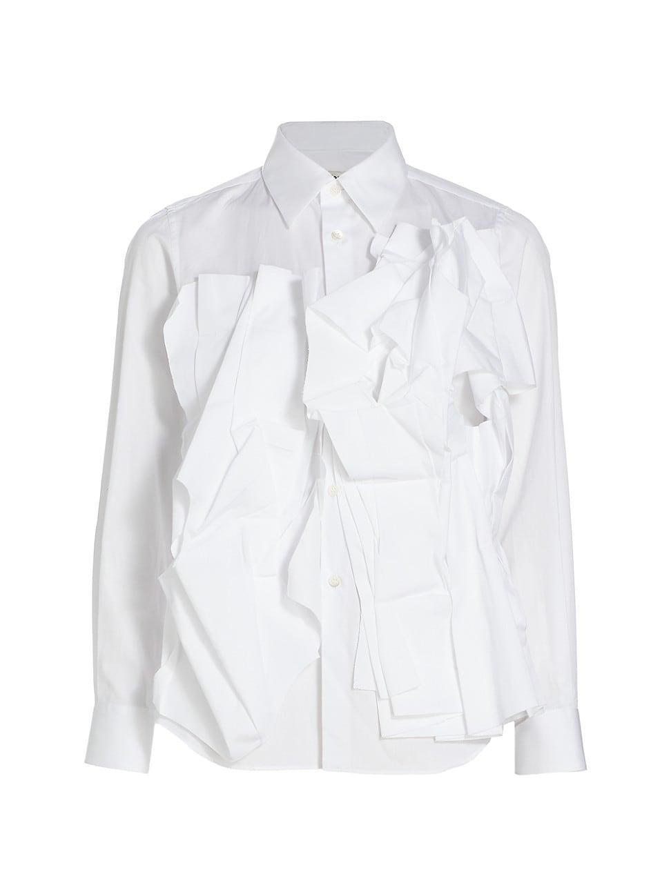 Womens Ruffle-Embellished Cotton Shirt product image