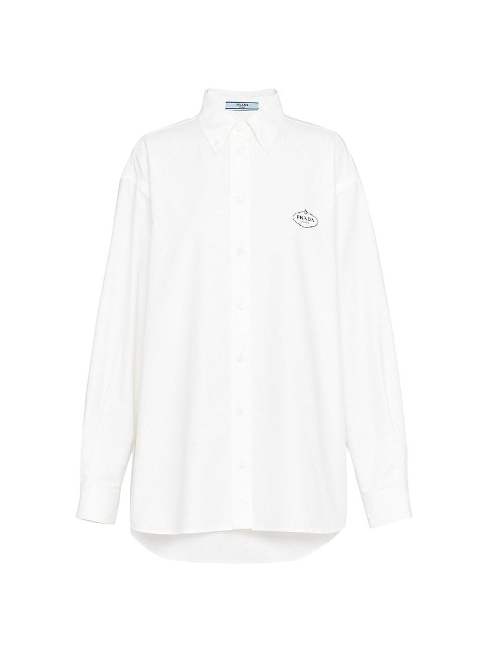 Womens Embroidered Oxford Cotton Shirt Product Image