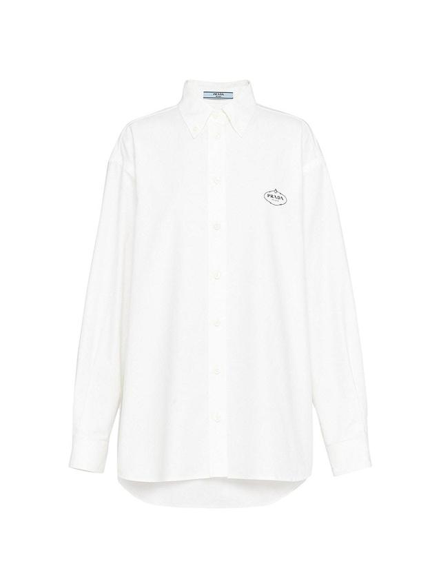 Womens Embroidered Oxford Cotton Shirt Product Image