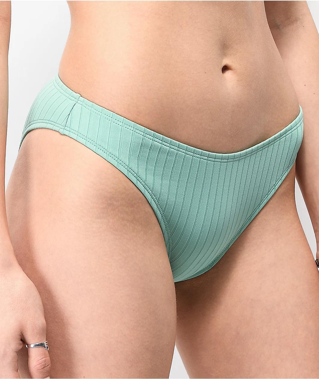 Trillium Kyra Ribbed Mint Cheeky Bikini Bottom Product Image