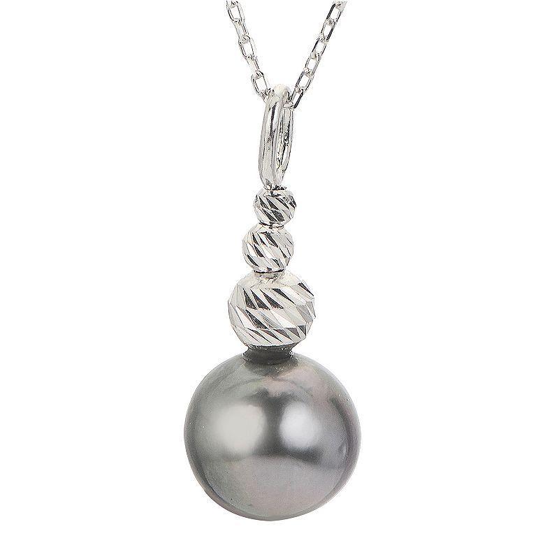 PearLustre by Imperial Sterling Silver Brilliance Bead & Tahitian Cultured Pearl Pendant Necklace, Womens Product Image