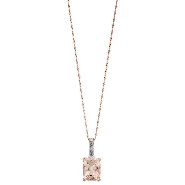 Gemminded 10k Rose Gold Morganite & Diamond Accent Pendant Necklace, Womens Product Image