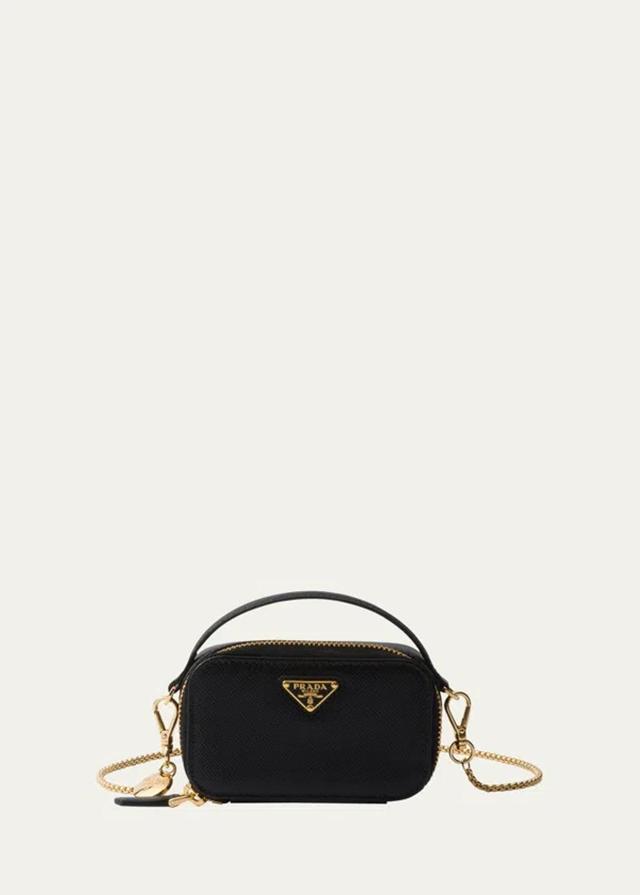 PRADA Saffiano-leather Triangle-logo Mini Bag In Nero Product Image