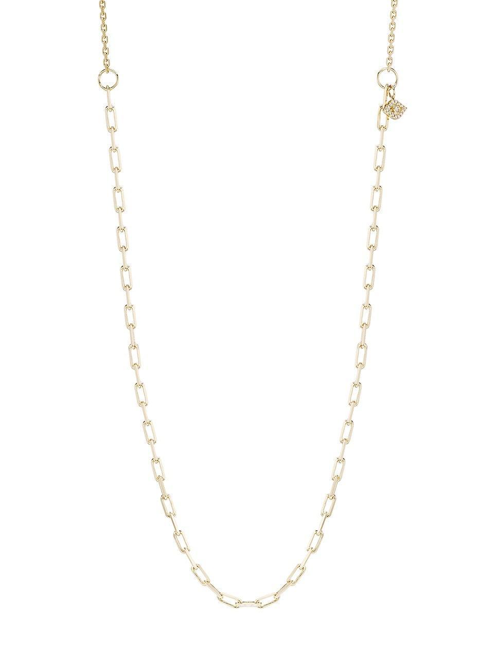 Womens 14K Gold & Diamond Mixed Chain Long Necklace Product Image