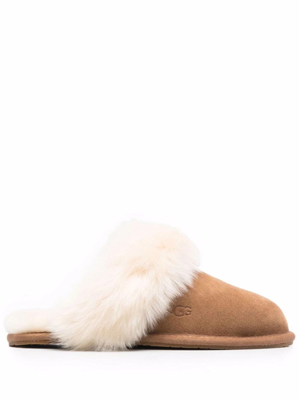 Scuffette Ii Suede Sheepskin Slippers In Chestnut Product Image