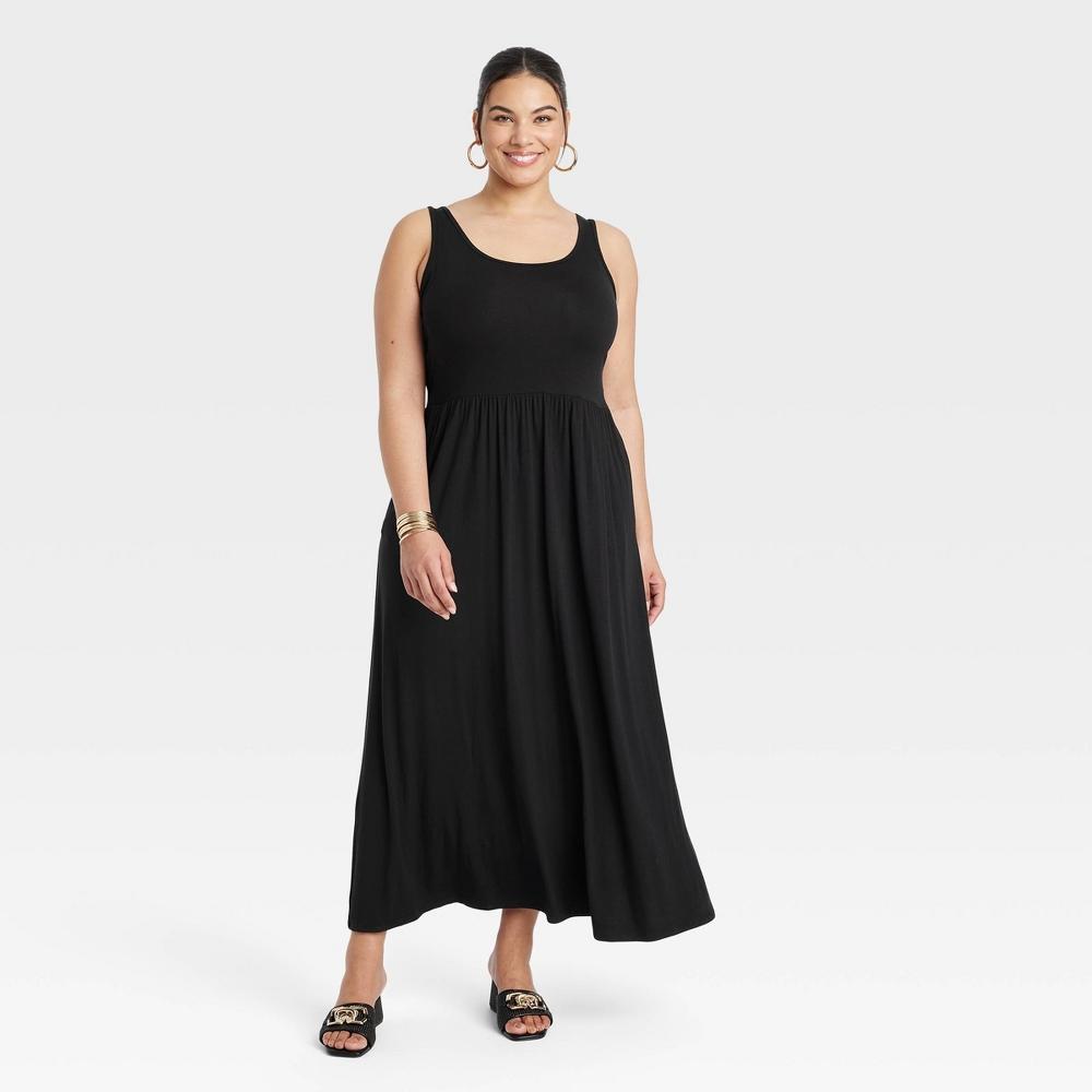 Womens Knit Maxi A-Line Dress - Ava & Viv Black 1X Product Image