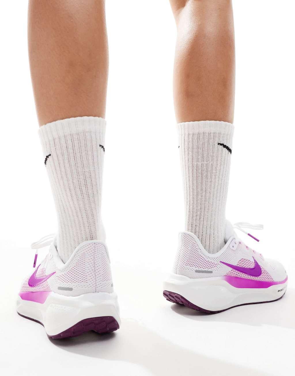 Nike Running Pegasus 41 sneakers in white and purple Product Image