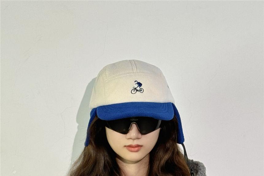 Embroidered Panel Fleece Earflap Cap Product Image