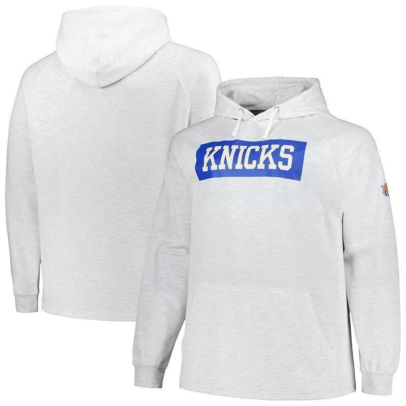 Mens Fanatics Ash New York Knicks Big & Tall Raglan Tri-Blend Pullover Hoodie Product Image