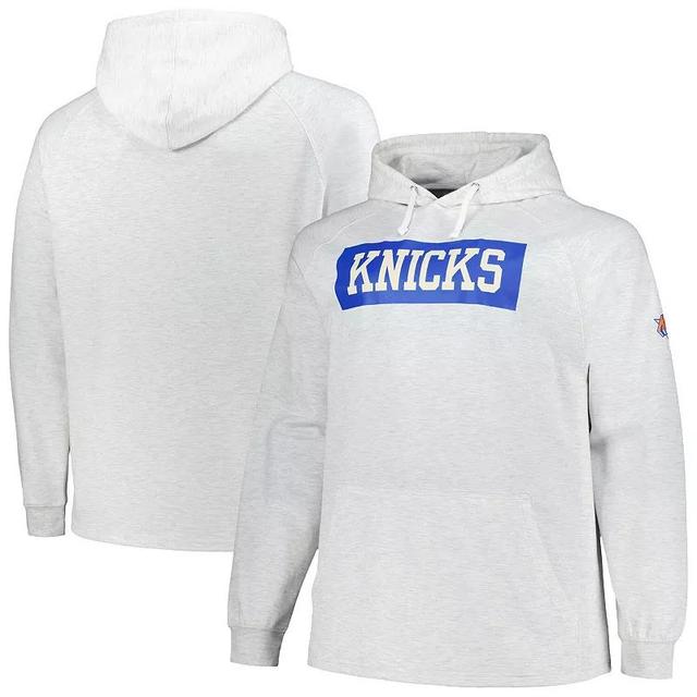 Mens Fanatics Ash New York Knicks Big & Tall Raglan Tri-Blend Pullover Hoodie Product Image