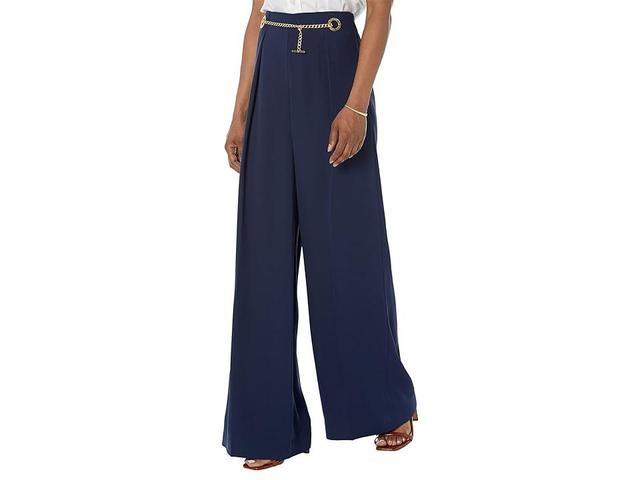 Lauren Ralph Lauren Pleated Georgette Belted Wide-Leg Pants (French ) Women's Casual Pants Product Image