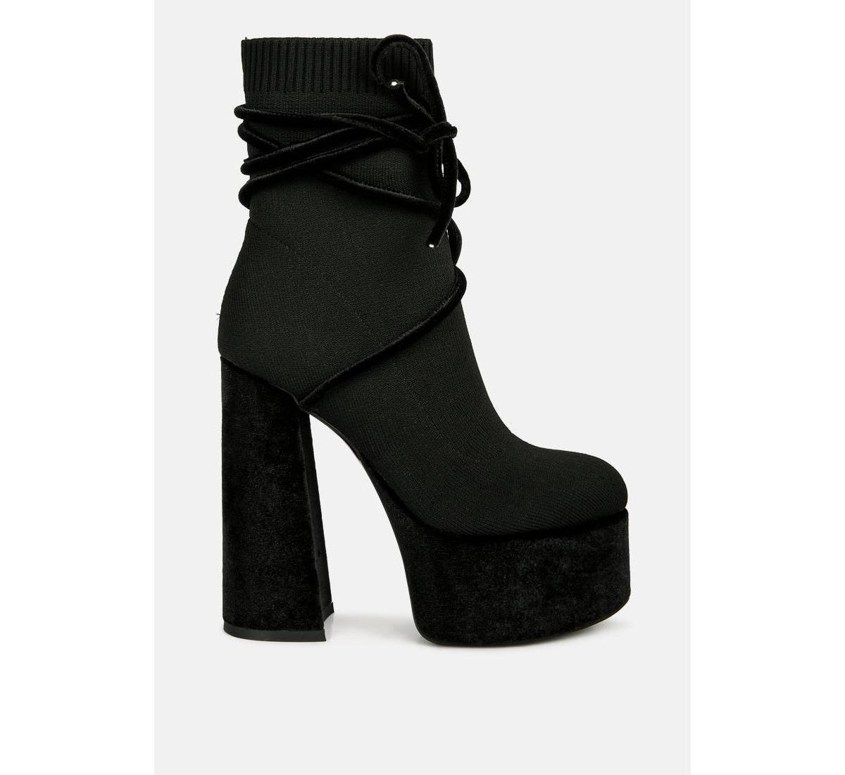 Womens after pay high heel velvet knitted boot Product Image