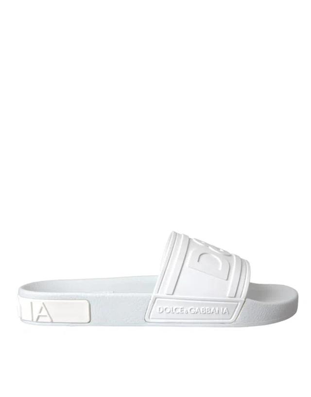 White Rubber Slides Sandals Beachwear Men's Shoes Product Image