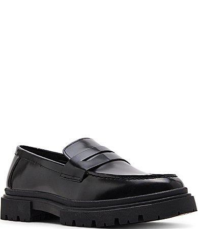 Steve Madden Mens Zephyr Leather Lug Penny Loafers Product Image