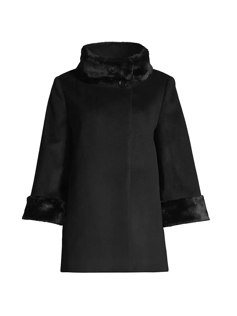 Faux Fur-Trim Short Wool Coat product image